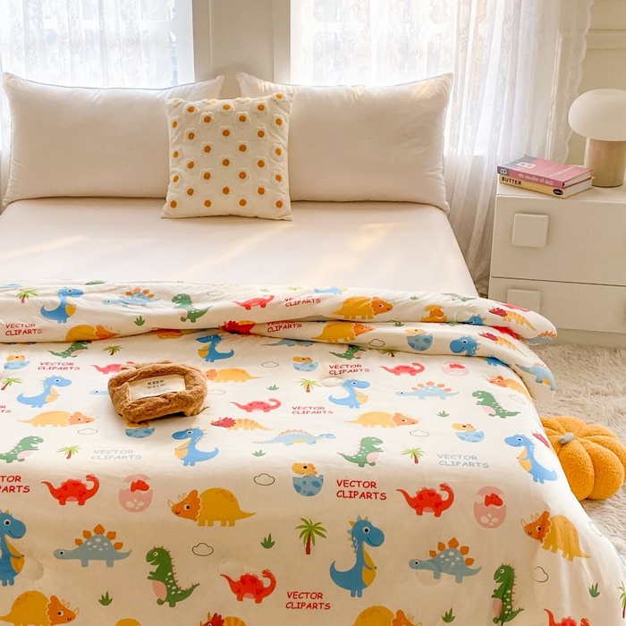 91家纺网 家纺一手货源 找家纺 小叮当家纺仓储工厂店 2025年新款A类母婴级宝宝被豆豆绒牛奶针织棉被子儿童豆豆被大豆被春秋被被子被芯 恐龙萌游记