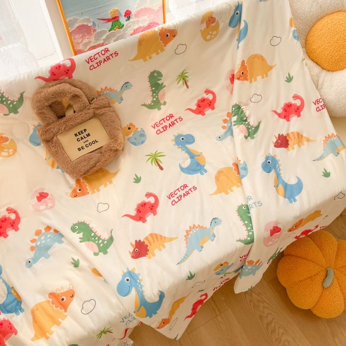 91家纺网 家纺一手货源 找家纺 小叮当家纺仓储工厂店 2025年新款A类母婴级宝宝被豆豆绒牛奶针织棉被子儿童豆豆被大豆被春秋被被子被芯 恐龙萌游记