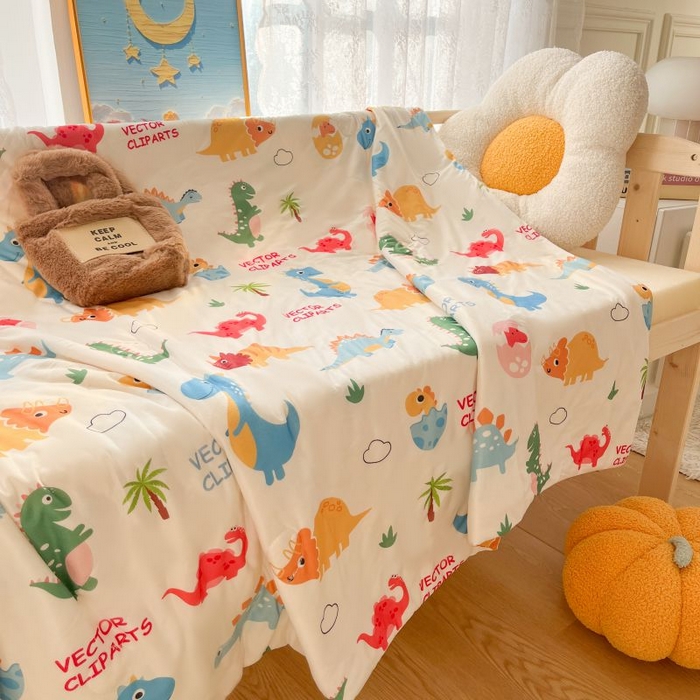 91家纺网 家纺一手货源 找家纺 小叮当家纺仓储工厂店 2025年新款A类母婴级宝宝被豆豆绒牛奶针织棉被子儿童豆豆被大豆被春秋被被子被芯 恐龙萌游记