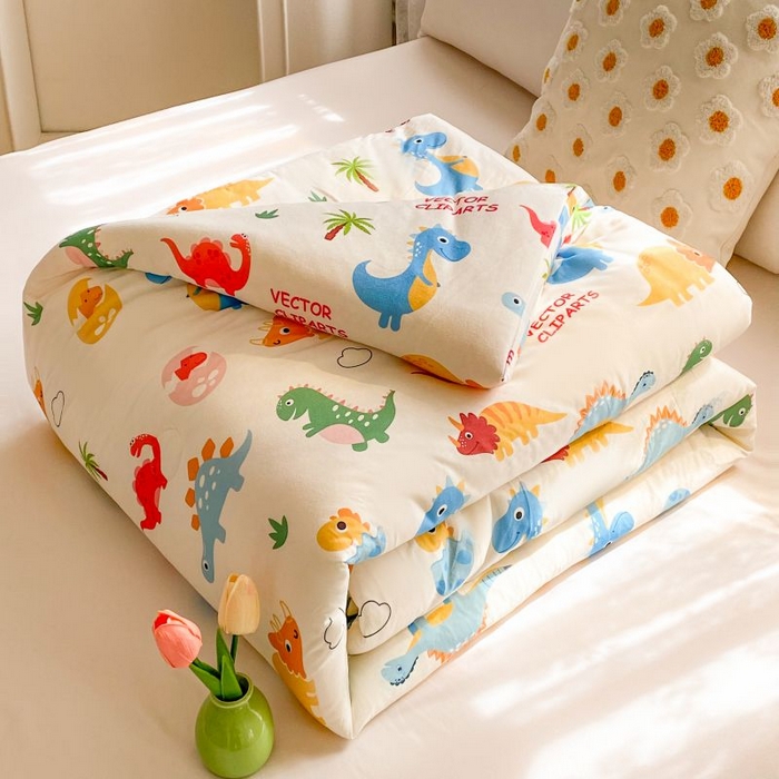 91家纺网 家纺一手货源 找家纺 小叮当家纺仓储工厂店 2025年新款A类母婴级宝宝被豆豆绒牛奶针织棉被子儿童豆豆被大豆被春秋被被子被芯 恐龙萌游记