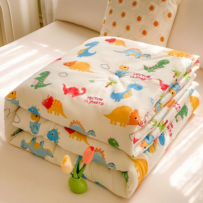 91家纺网 家纺一手货源 找家纺 小叮当家纺仓储工厂店 2025年新款A类母婴级宝宝被豆豆绒牛奶针织棉被子儿童豆豆被大豆被春秋被被子被芯 恐龙萌游记