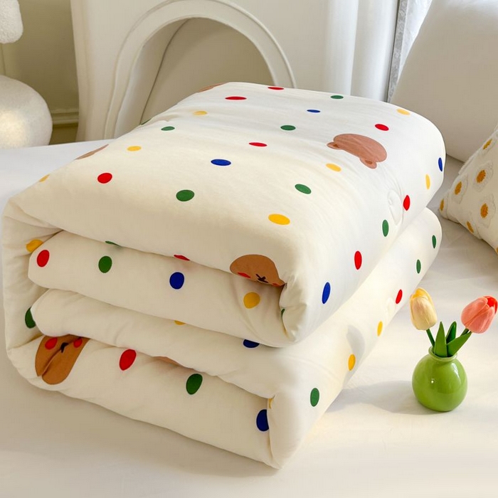 91家纺网 家纺一手货源 找家纺 小叮当家纺仓储工厂店 2025年新款A类母婴级宝宝被豆豆绒牛奶针织棉被子儿童豆豆被大豆被春秋被被子被芯 米洛熊