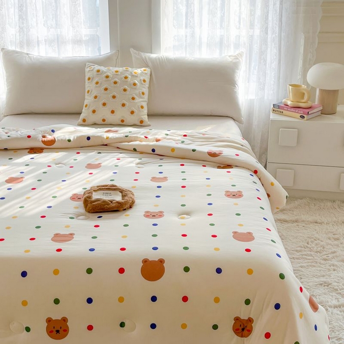 91家纺网 家纺一手货源 找家纺 小叮当家纺仓储工厂店 2025年新款A类母婴级宝宝被豆豆绒牛奶针织棉被子儿童豆豆被大豆被春秋被被子被芯 米洛熊