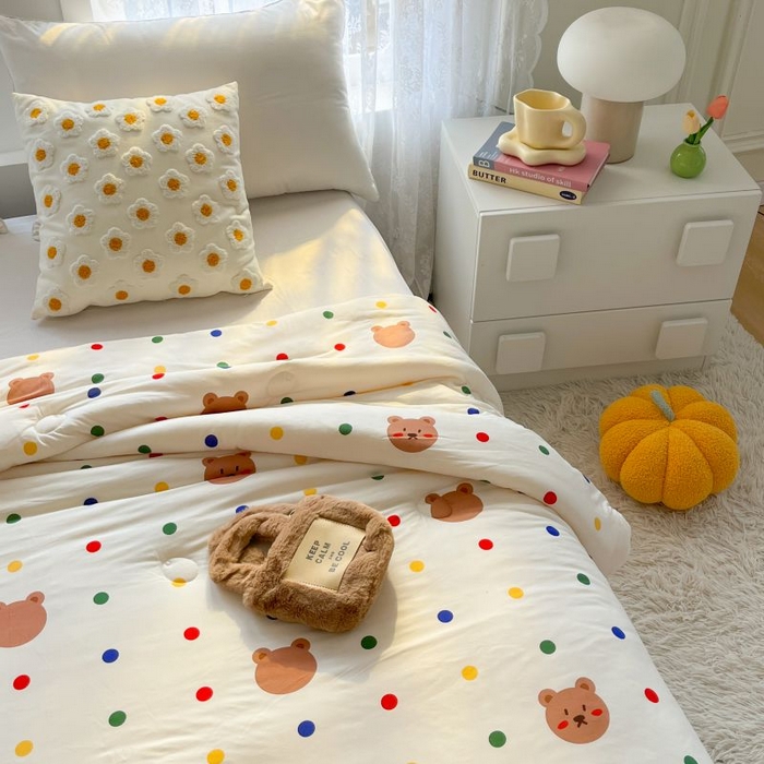 91家纺网 家纺一手货源 找家纺 小叮当家纺仓储工厂店 2025年新款A类母婴级宝宝被豆豆绒牛奶针织棉被子儿童豆豆被大豆被春秋被被子被芯 米洛熊