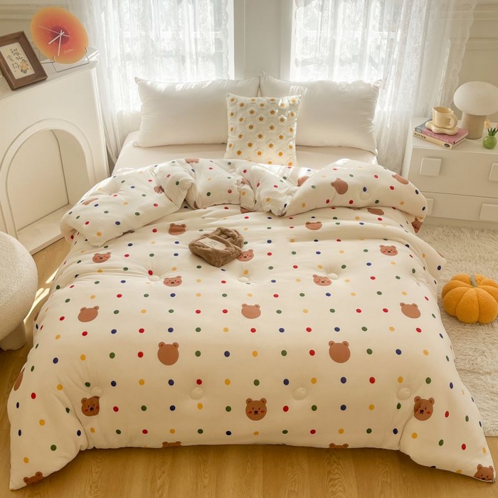 91家纺网 家纺一手货源 找家纺 小叮当家纺仓储工厂店 2025年新款A类母婴级宝宝被豆豆绒牛奶针织棉被子儿童豆豆被大豆被春秋被被子被芯 米洛熊