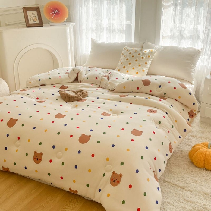 91家纺网 家纺一手货源 找家纺 小叮当家纺仓储工厂店 2025年新款A类母婴级宝宝被豆豆绒牛奶针织棉被子儿童豆豆被大豆被春秋被被子被芯 米洛熊