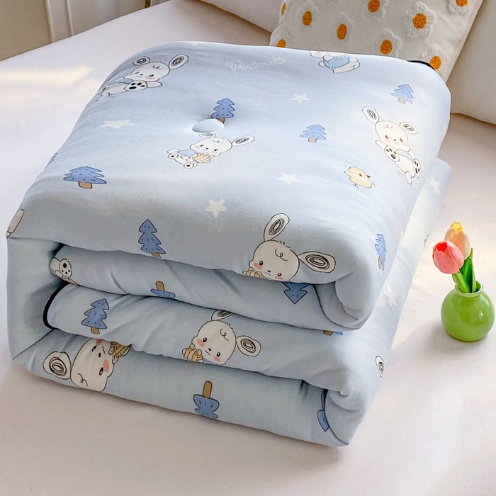 91家纺网 家纺一手货源 找家纺 小叮当家纺仓储工厂店 2025年新款A类母婴级宝宝被豆豆绒牛奶针织棉被子儿童豆豆被大豆被春秋被被子被芯 帕恰狗蓝