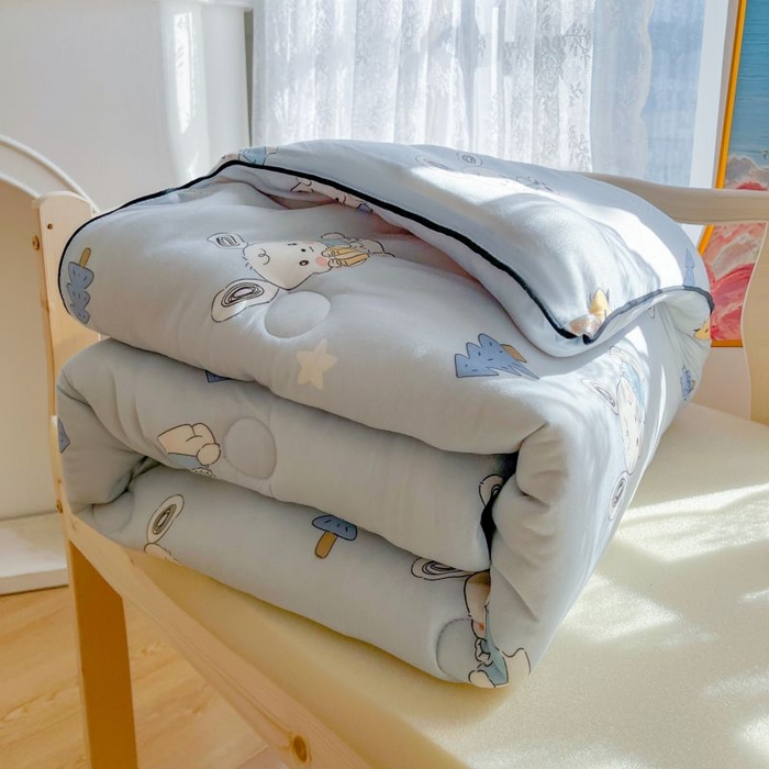 91家纺网 家纺一手货源 找家纺 小叮当家纺仓储工厂店 2025年新款A类母婴级宝宝被豆豆绒牛奶针织棉被子儿童豆豆被大豆被春秋被被子被芯 帕恰狗蓝