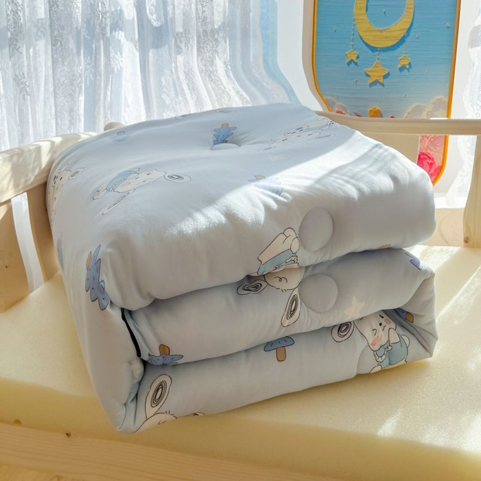 91家纺网 家纺一手货源 找家纺 小叮当家纺仓储工厂店 2025年新款A类母婴级宝宝被豆豆绒牛奶针织棉被子儿童豆豆被大豆被春秋被被子被芯 帕恰狗蓝