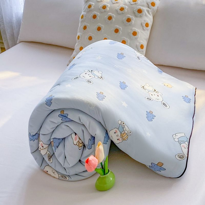 91家纺网 家纺一手货源 找家纺 小叮当家纺仓储工厂店 2025年新款A类母婴级宝宝被豆豆绒牛奶针织棉被子儿童豆豆被大豆被春秋被被子被芯 帕恰狗蓝