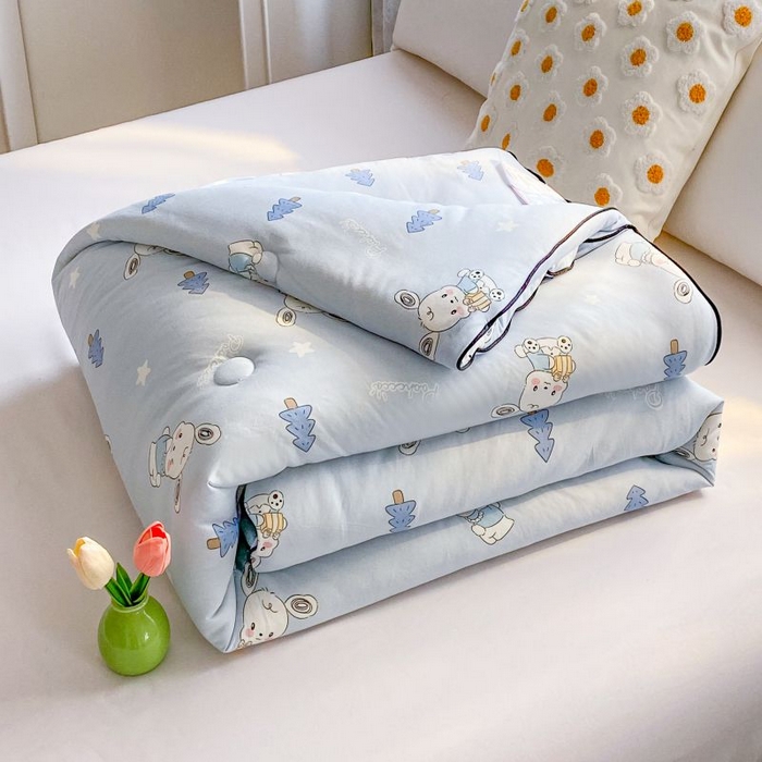 91家纺网 家纺一手货源 找家纺 小叮当家纺仓储工厂店 2025年新款A类母婴级宝宝被豆豆绒牛奶针织棉被子儿童豆豆被大豆被春秋被被子被芯 帕恰狗蓝