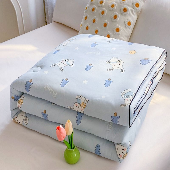 91家纺网 家纺一手货源 找家纺 小叮当家纺仓储工厂店 2025年新款A类母婴级宝宝被豆豆绒牛奶针织棉被子儿童豆豆被大豆被春秋被被子被芯 帕恰狗蓝