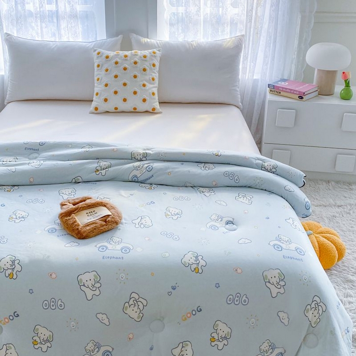 91家纺网 家纺一手货源 找家纺 小叮当家纺仓储工厂店 2025年新款A类母婴级宝宝被豆豆绒牛奶针织棉被子儿童豆豆被大豆被春秋被被子被芯 汽车小象