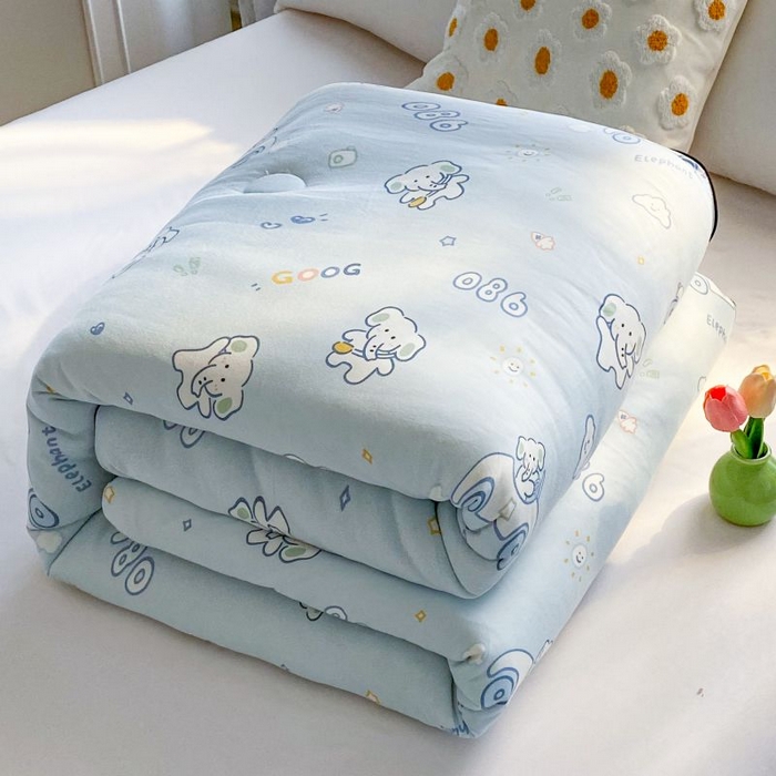 91家纺网 家纺一手货源 找家纺 小叮当家纺仓储工厂店 2025年新款A类母婴级宝宝被豆豆绒牛奶针织棉被子儿童豆豆被大豆被春秋被被子被芯 汽车小象