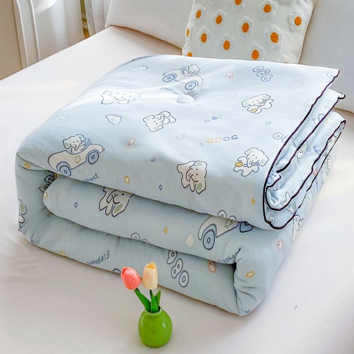 91家纺网 家纺一手货源 找家纺 小叮当家纺仓储工厂店 2025年新款A类母婴级宝宝被豆豆绒牛奶针织棉被子儿童豆豆被大豆被春秋被被子被芯 汽车小象