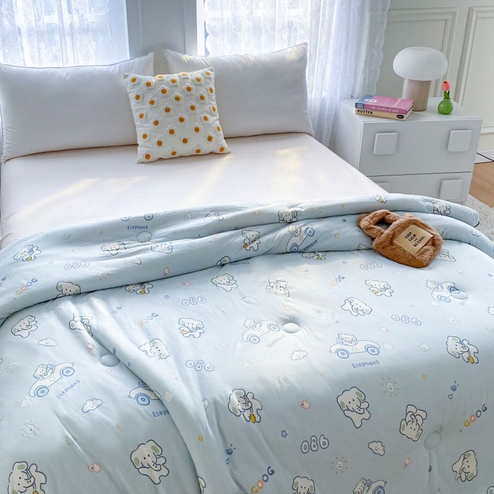 91家纺网 家纺一手货源 找家纺 小叮当家纺仓储工厂店 2025年新款A类母婴级宝宝被豆豆绒牛奶针织棉被子儿童豆豆被大豆被春秋被被子被芯 汽车小象