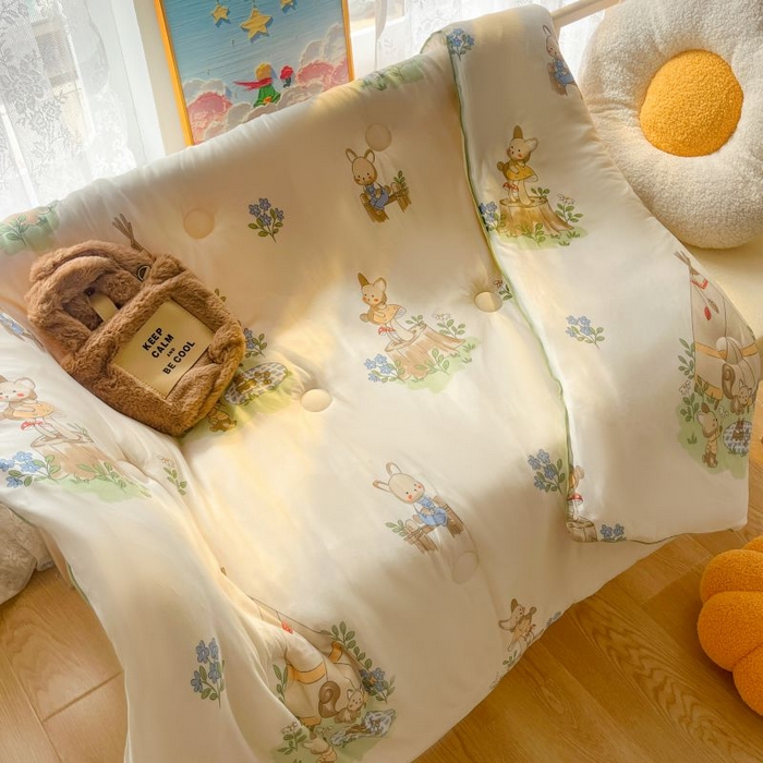 91家纺网 家纺一手货源 找家纺 小叮当家纺仓储工厂店 2025年新款A类母婴级宝宝被豆豆绒牛奶针织棉被子儿童豆豆被大豆被春秋被被子被芯 松鼠萌兔