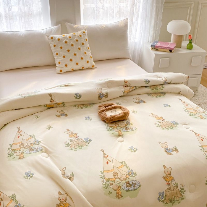 91家纺网 家纺一手货源 找家纺 小叮当家纺仓储工厂店 2025年新款A类母婴级宝宝被豆豆绒牛奶针织棉被子儿童豆豆被大豆被春秋被被子被芯 松鼠萌兔