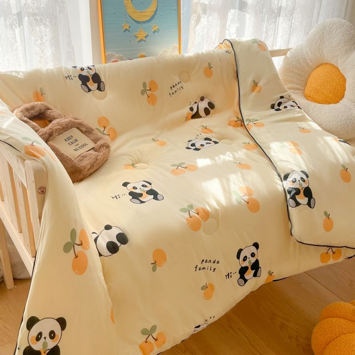 91家纺网 家纺一手货源 找家纺 小叮当家纺仓储工厂店 2025年新款A类母婴级宝宝被豆豆绒牛奶针织棉被子儿童豆豆被大豆被春秋被被子被芯 熊猫乐园