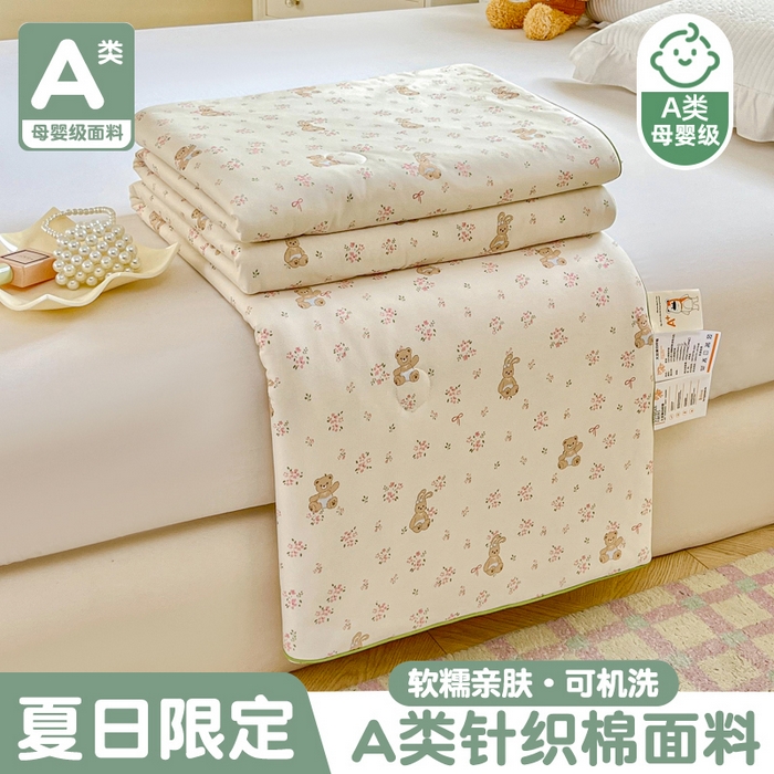 小叮当家纺仓储工厂店 2025年新款A类母婴级宝宝被豆豆绒牛奶针织棉被子儿童豆豆被大豆被春秋被被子被芯 牛奶针织被-熊兔恋记