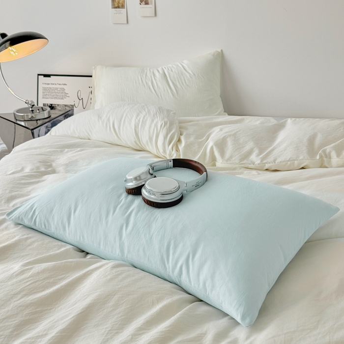 91家纺网 家纺一手货源 找家纺 芷凡家纺 2025新款A类加厚水洗棉云朵棉四件套 奶普+海盐兰