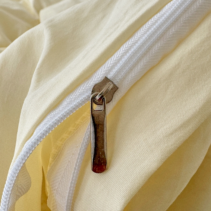 91家纺网 家纺一手货源 找家纺 芷凡家纺 2025新款A类加厚水洗棉云朵棉四件套 浅鹅黄