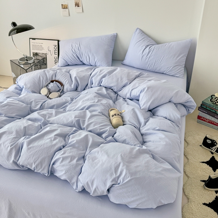 91家纺网 家纺一手货源 找家纺 芷凡家纺 2025新款A类加厚水洗棉云朵棉四件套 青春兰