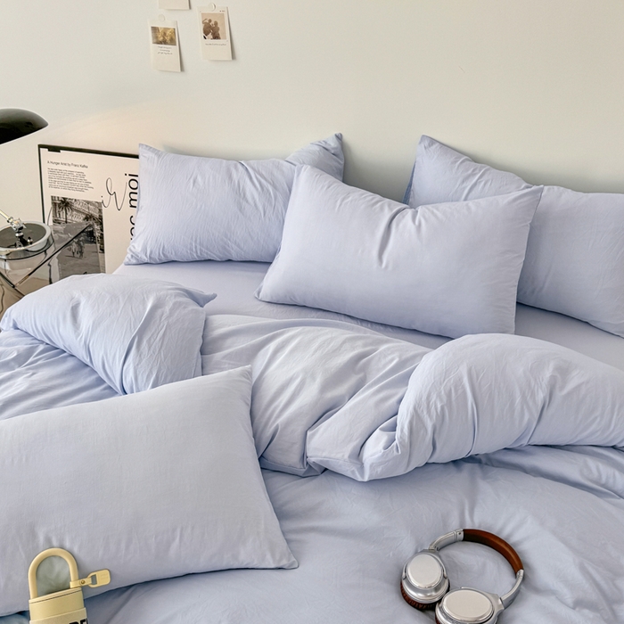 91家纺网 家纺一手货源 找家纺 芷凡家纺 2025新款A类加厚水洗棉云朵棉四件套 青春兰