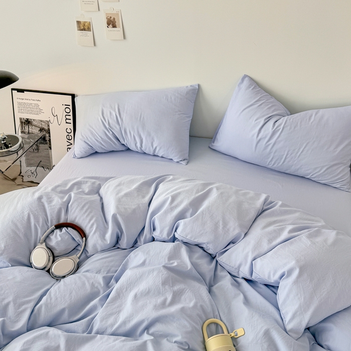 91家纺网 家纺一手货源 找家纺 芷凡家纺 2025新款A类加厚水洗棉云朵棉四件套 青春兰