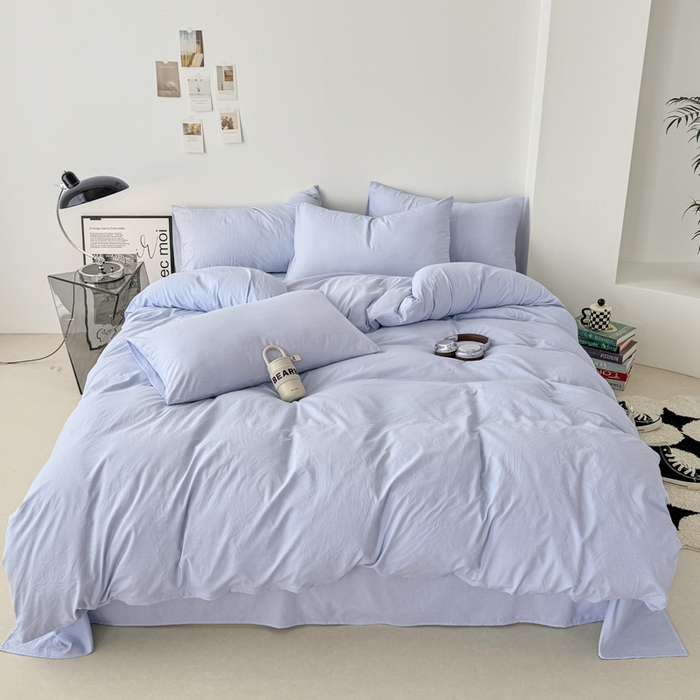 91家纺网 家纺一手货源 找家纺 芷凡家纺 2025新款A类加厚水洗棉云朵棉四件套 青春兰