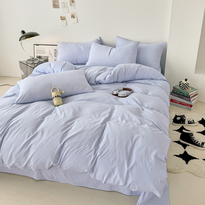 91家纺网 家纺一手货源 找家纺 芷凡家纺 2025新款A类加厚水洗棉云朵棉四件套 青春兰