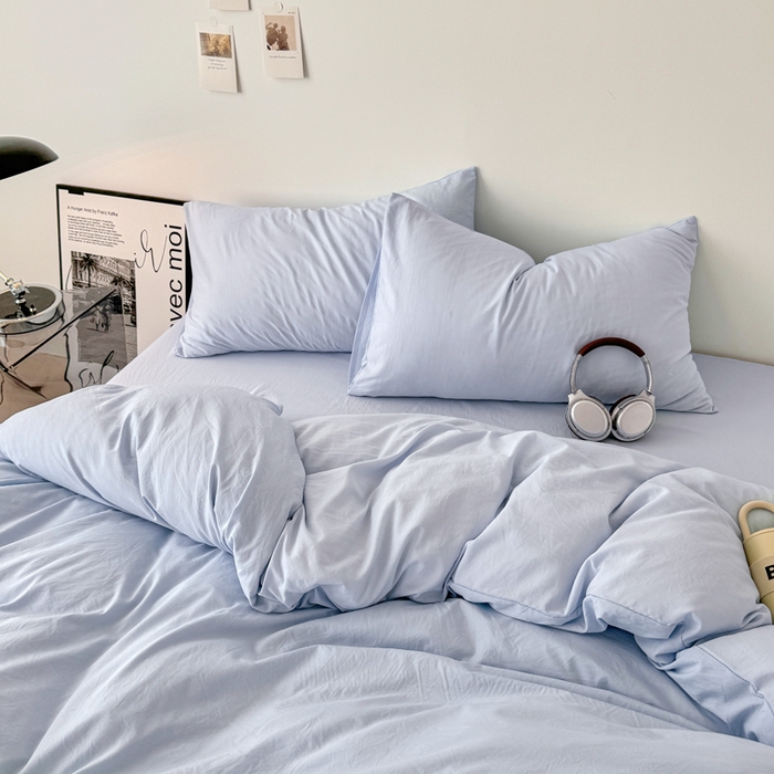 91家纺网 家纺一手货源 找家纺 芷凡家纺 2025新款A类加厚水洗棉云朵棉四件套 青春兰