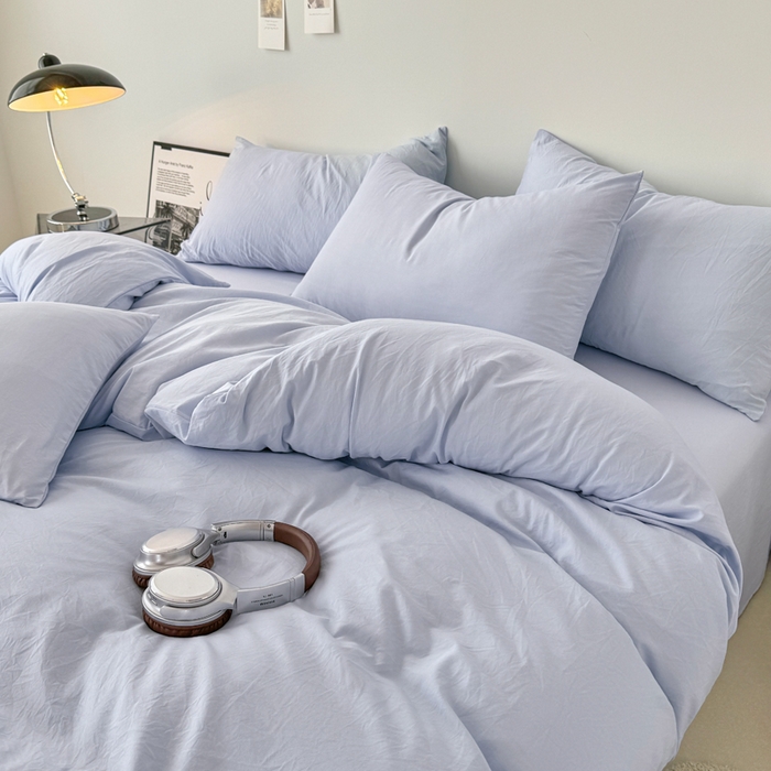 91家纺网 家纺一手货源 找家纺 芷凡家纺 2025新款A类加厚水洗棉云朵棉四件套 青春兰