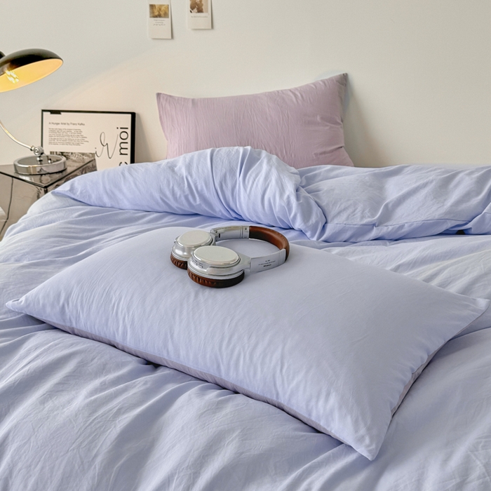 91家纺网 家纺一手货源 找家纺 芷凡家纺 2025新款A类加厚水洗棉云朵棉四件套 青春兰+千夏紫