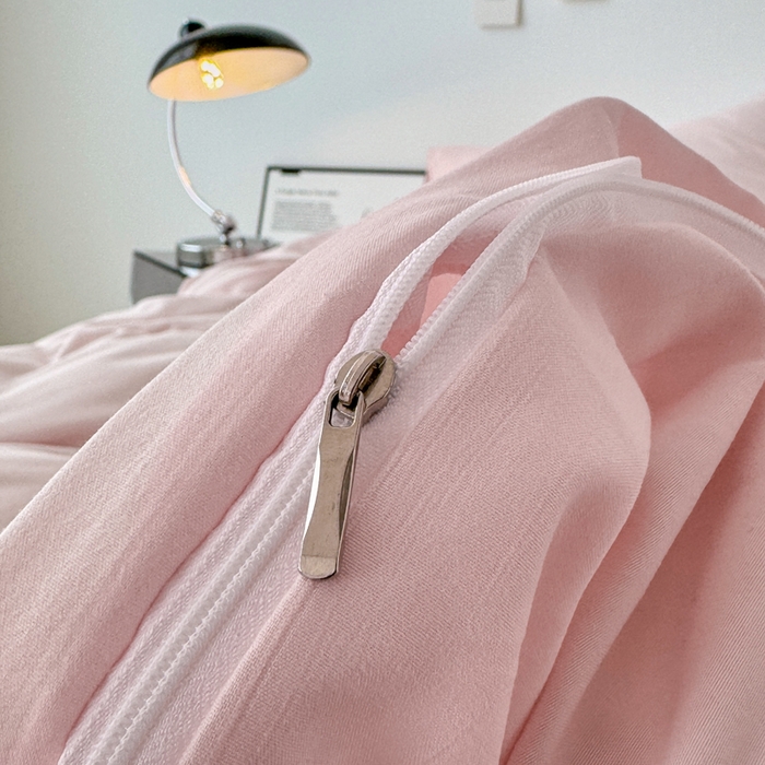 91家纺网 家纺一手货源 找家纺 芷凡家纺 2025新款A类加厚水洗棉云朵棉四件套 芝夏粉