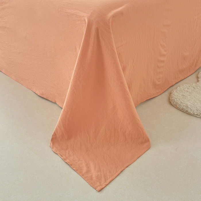 91家纺网 家纺一手货源 找家纺 芷凡家纺 2025新款A类加厚水洗棉云朵棉四件套 芝夏粉+亚麻驼