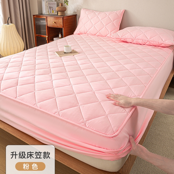 91家纺网 家纺一手货源 找家纺 （总）憨豆家纺 2025新款水洗棉磨毛夹棉床笠四季床垫褥子薄款学生宿舍榻榻米垫被跨境加棉保护垫床护垫