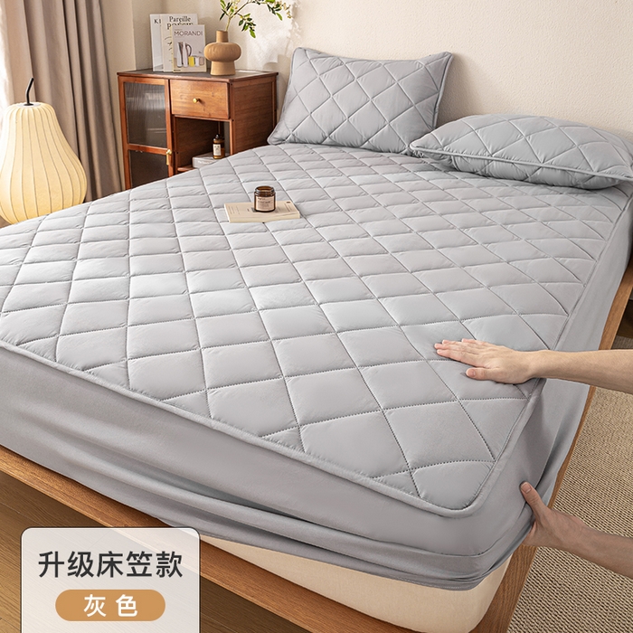 91家纺网 家纺一手货源 找家纺 （总）憨豆家纺 2025新款水洗棉磨毛夹棉床笠四季床垫褥子薄款学生宿舍榻榻米垫被跨境加棉保护垫床护垫