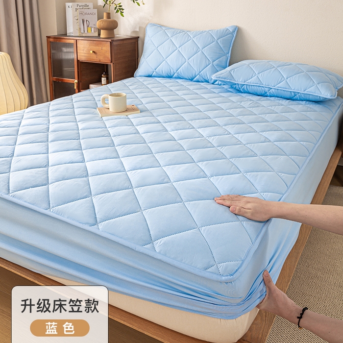 91家纺网 家纺一手货源 找家纺 （总）憨豆家纺 2025新款水洗棉磨毛夹棉床笠四季床垫褥子薄款学生宿舍榻榻米垫被跨境加棉保护垫床护垫