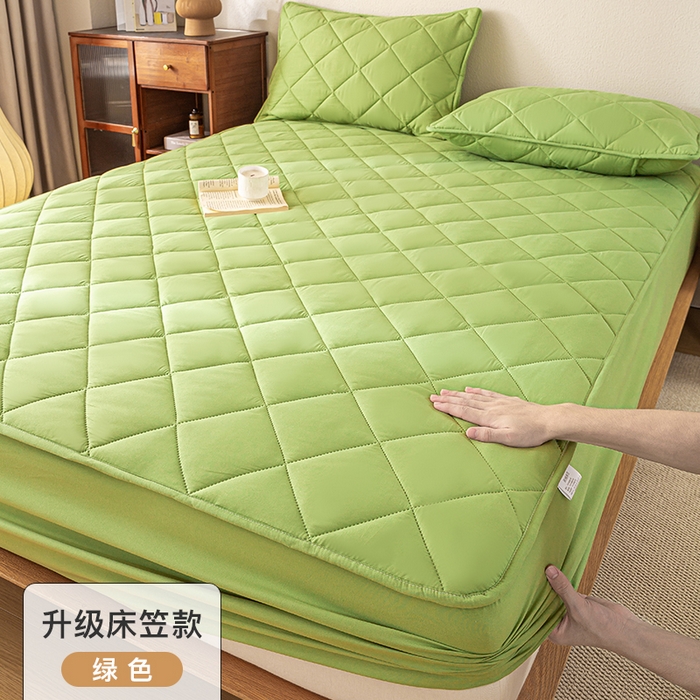 91家纺网 家纺一手货源 找家纺 （总）憨豆家纺 2025新款水洗棉磨毛夹棉床笠四季床垫褥子薄款学生宿舍榻榻米垫被跨境加棉保护垫床护垫