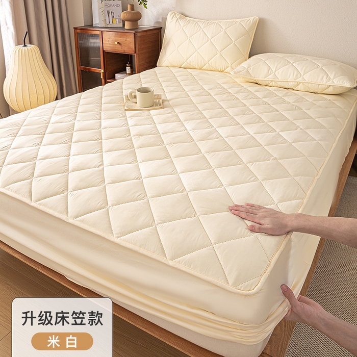 91家纺网 家纺一手货源 找家纺 （总）憨豆家纺 2025新款水洗棉磨毛夹棉床笠四季床垫褥子薄款学生宿舍榻榻米垫被跨境加棉保护垫床护垫