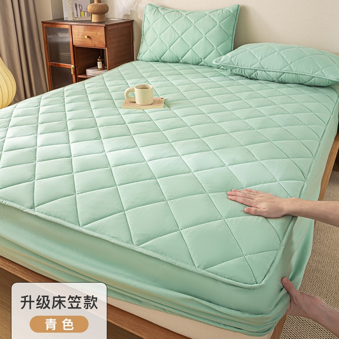 91家纺网 家纺一手货源 找家纺 （总）憨豆家纺 2025新款水洗棉磨毛夹棉床笠四季床垫褥子薄款学生宿舍榻榻米垫被跨境加棉保护垫床护垫