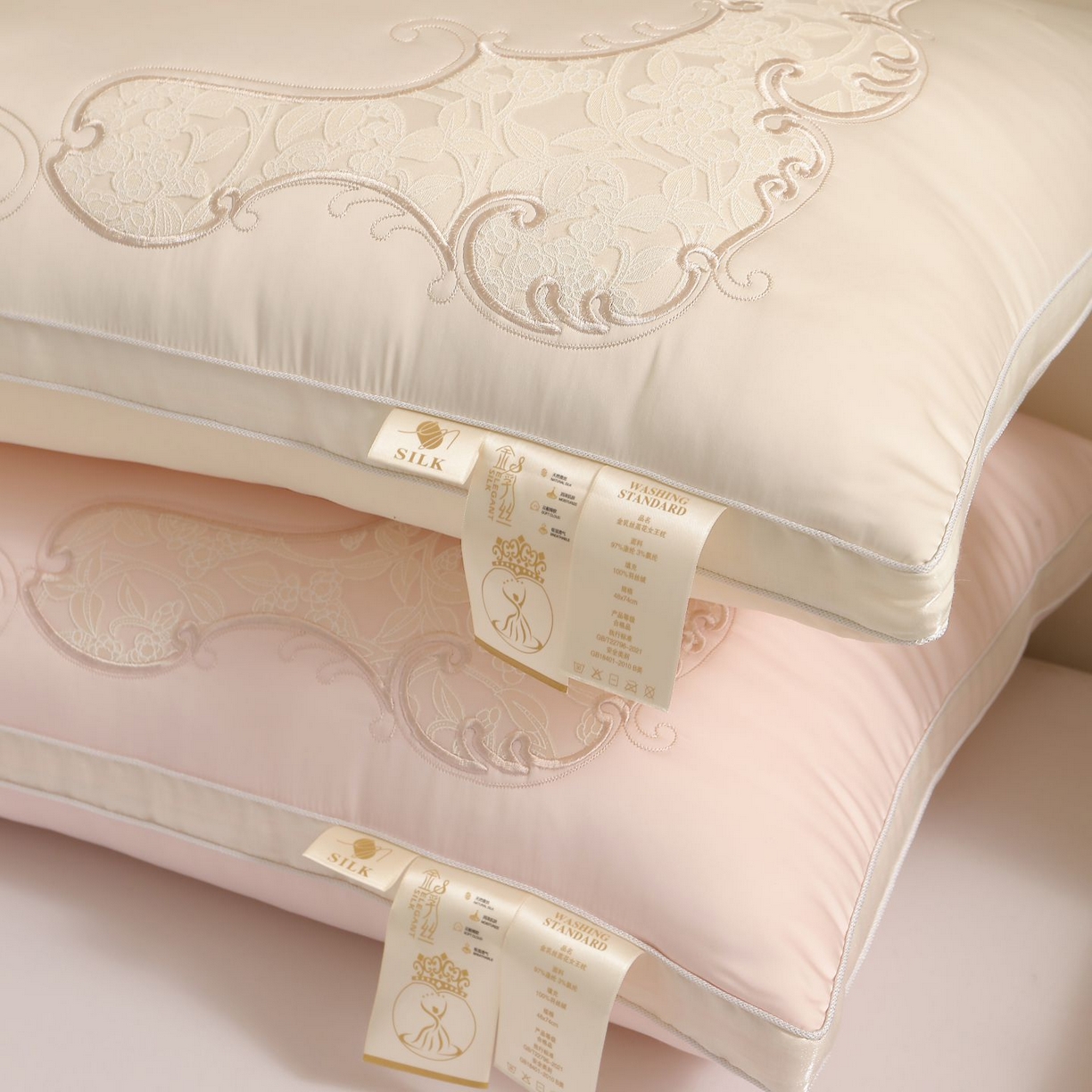 91家纺网 家纺一手货源 找家纺 晚儿 2025新款金乳丝茧女王枕头枕芯 组图仅限参考 48x74cm低枕/对