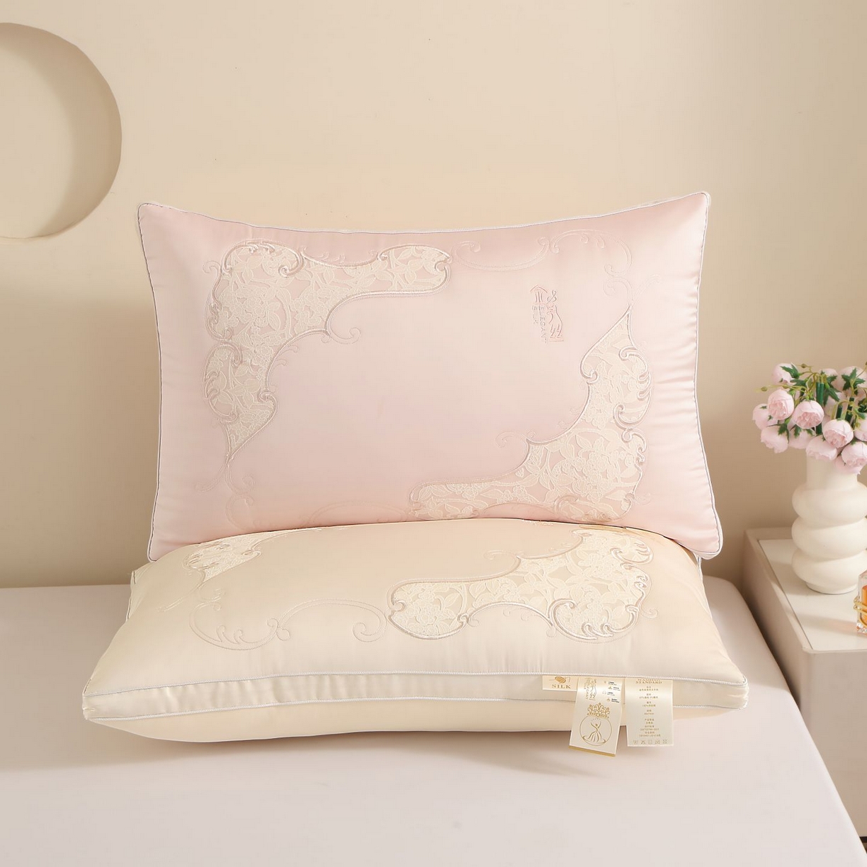 91家纺网 家纺一手货源 找家纺 晚儿 2025新款金乳丝茧女王枕头枕芯 组图仅限参考 48x74cm中枕/对