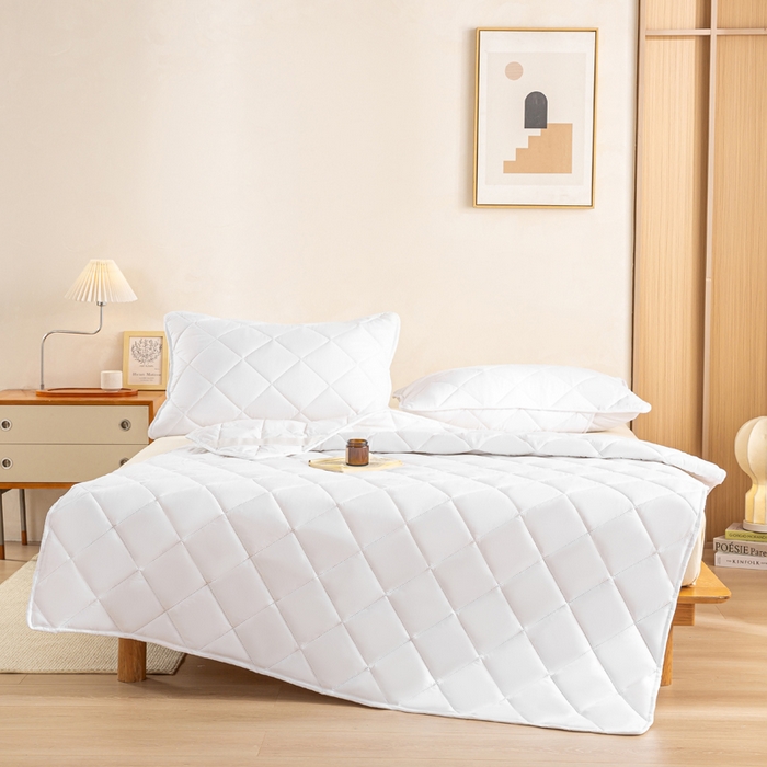 91家纺网 家纺一手货源 找家纺 憨豆家纺 2025新款水洗棉磨毛夹棉床笠四季床垫褥子床护垫薄款学生宿舍榻榻米垫被跨境加棉保护垫 床护垫-白色