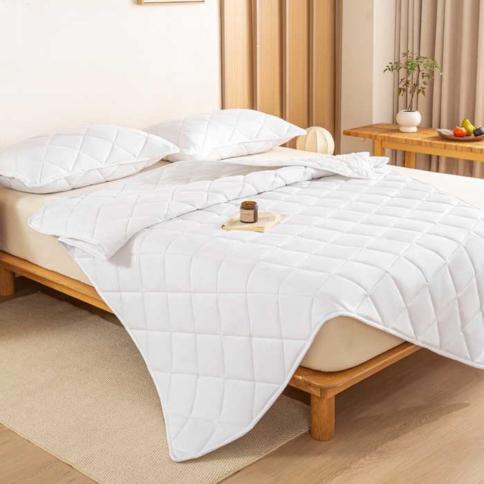 91家纺网 家纺一手货源 找家纺 憨豆家纺 2025新款水洗棉磨毛夹棉床笠四季床垫褥子床护垫薄款学生宿舍榻榻米垫被跨境加棉保护垫 床护垫-白色