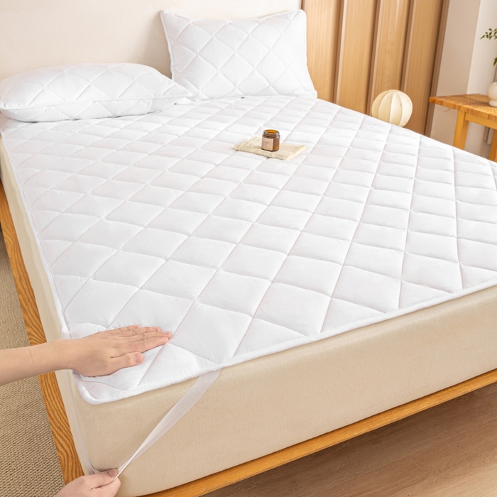 91家纺网 家纺一手货源 找家纺 （总）憨豆家纺 2025新款水洗棉磨毛夹棉床笠四季床垫褥子薄款学生宿舍榻榻米垫被跨境加棉保护垫床护垫