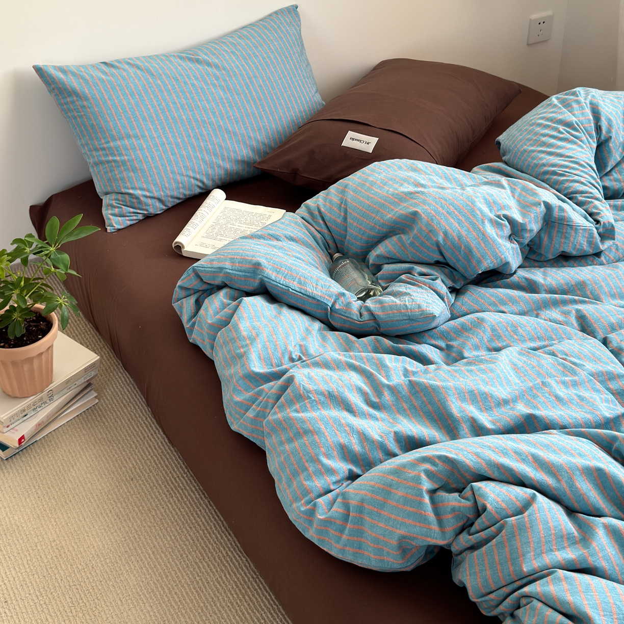 91家纺网 家纺一手货源 找家纺 （总）玖弘家居 2025新款全棉纯棉水洗棉五色条纹混搭单被套