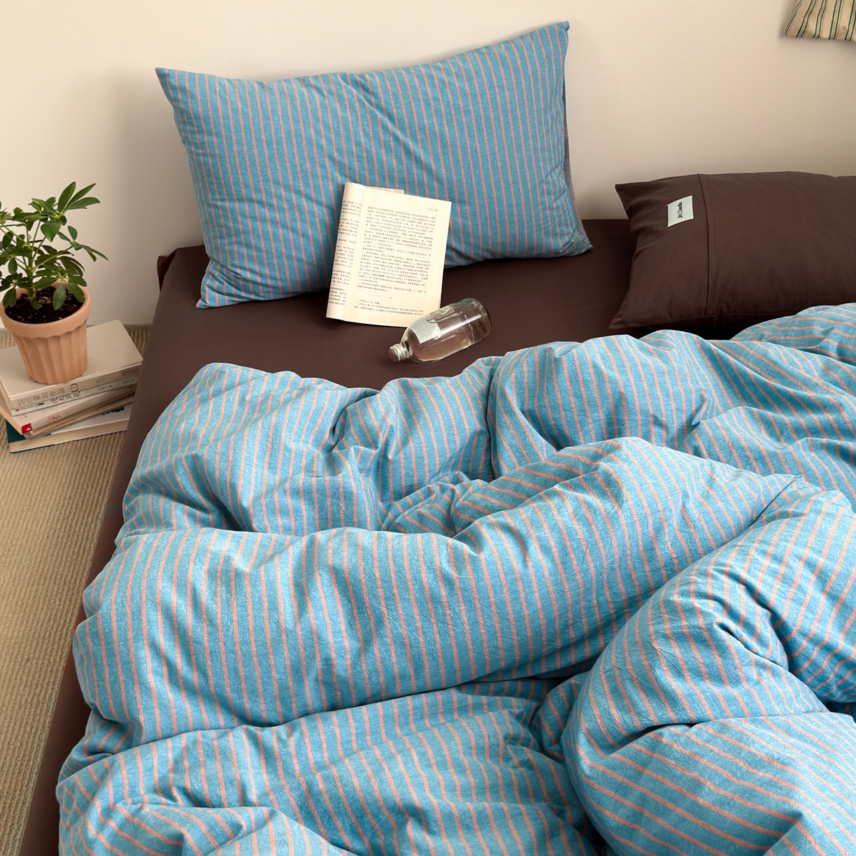 91家纺网 家纺一手货源 找家纺 （总）玖弘家居 2025新款全棉纯棉水洗棉五色条纹混搭单被套