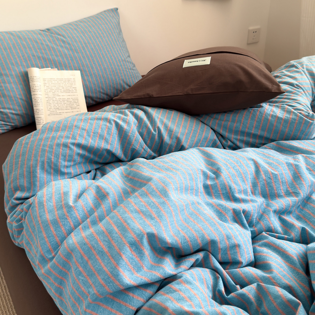 91家纺网 家纺一手货源 找家纺 （总）玖弘家居 2025新款全棉纯棉水洗棉五色条纹混搭单被套